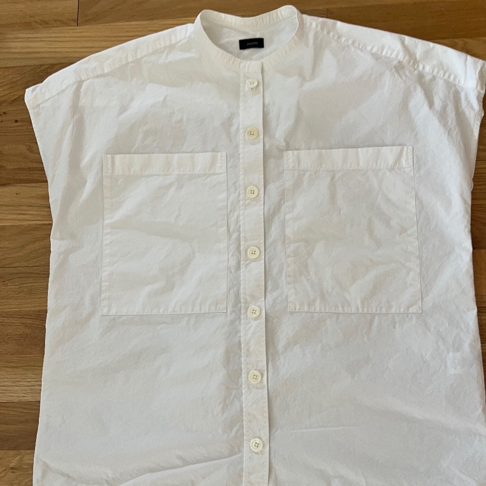 EUC, Joseph crisp white cotton button front pocket boxy blouse sz 36